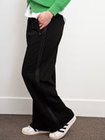 White on Black Wide leg Stripe pant - Black