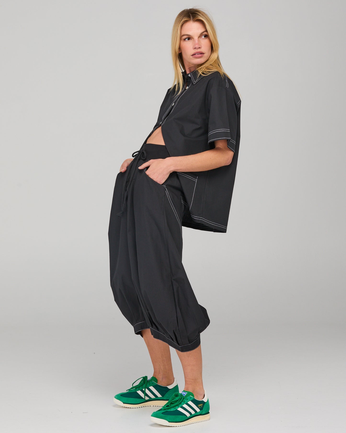 Boom Shankar Hatsu Guru Pant - Black with White Stitching