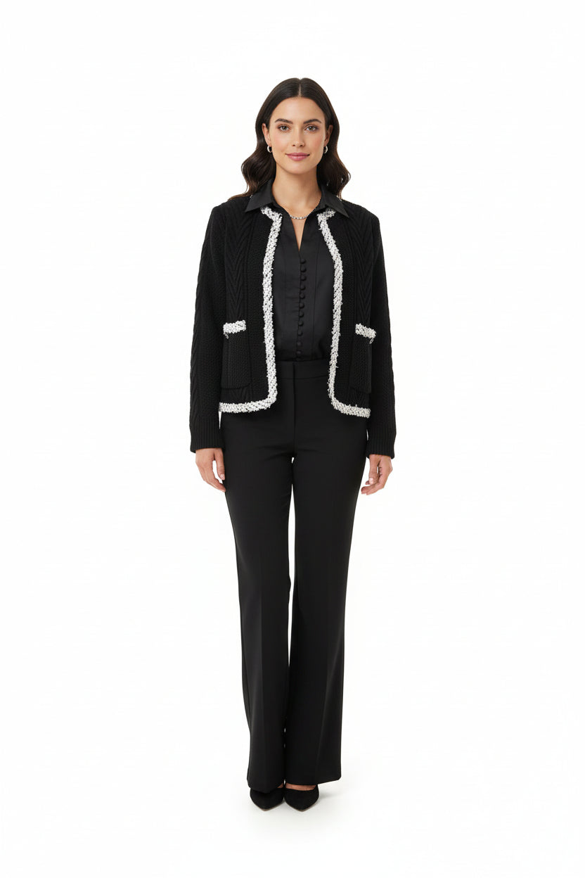 Carre Noir Pull on Zip detail Pants - Heather Grey