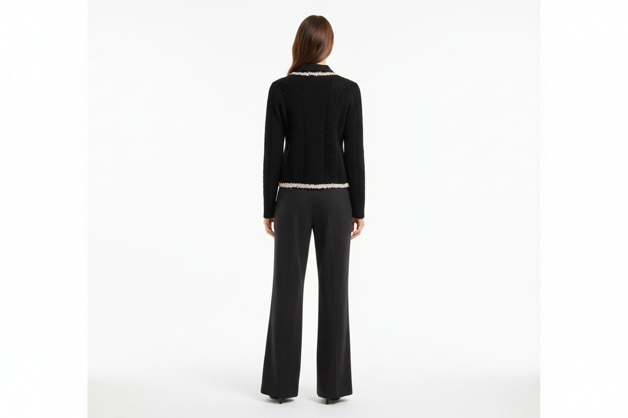 Carre Noir Pull on Zip detail Pants - Heather Grey