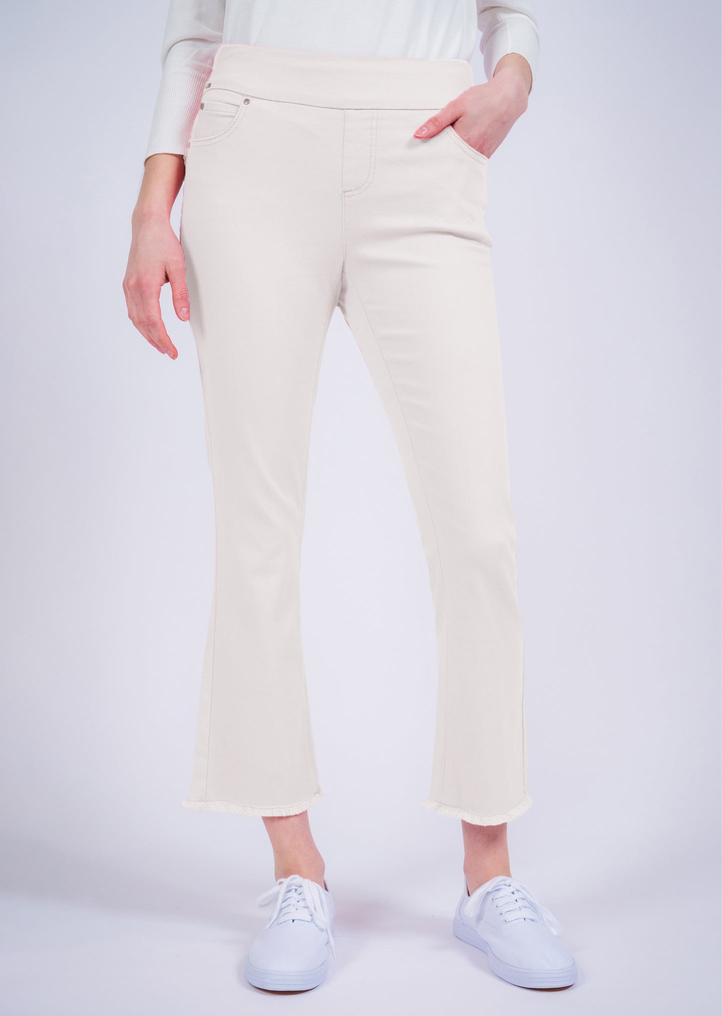 Ivory Hampton Twill Wide Leg Crop Pant from Lisette L Montreal