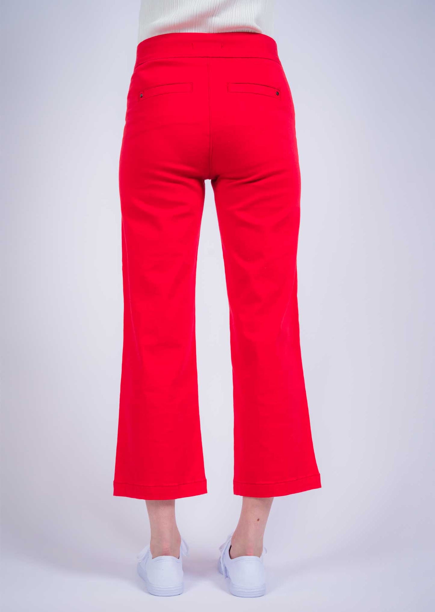 Red Hampton Twill Wide Leg Crop Pant from Lisette L Montreal