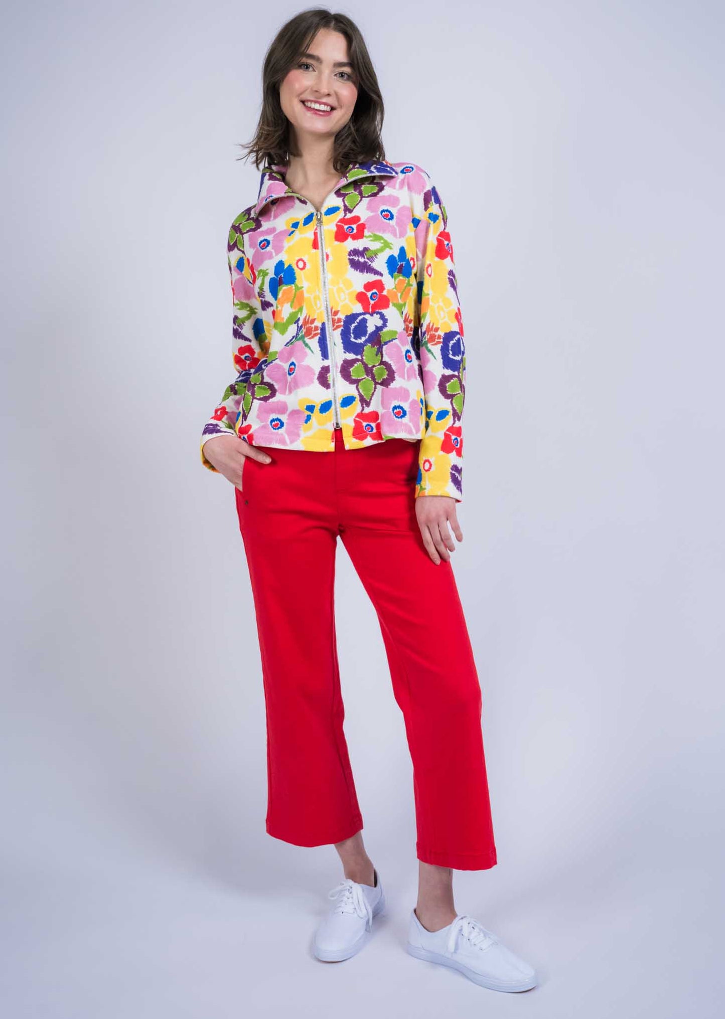 Red Hampton Twill Wide Leg Crop Pant from Lisette L Montreal