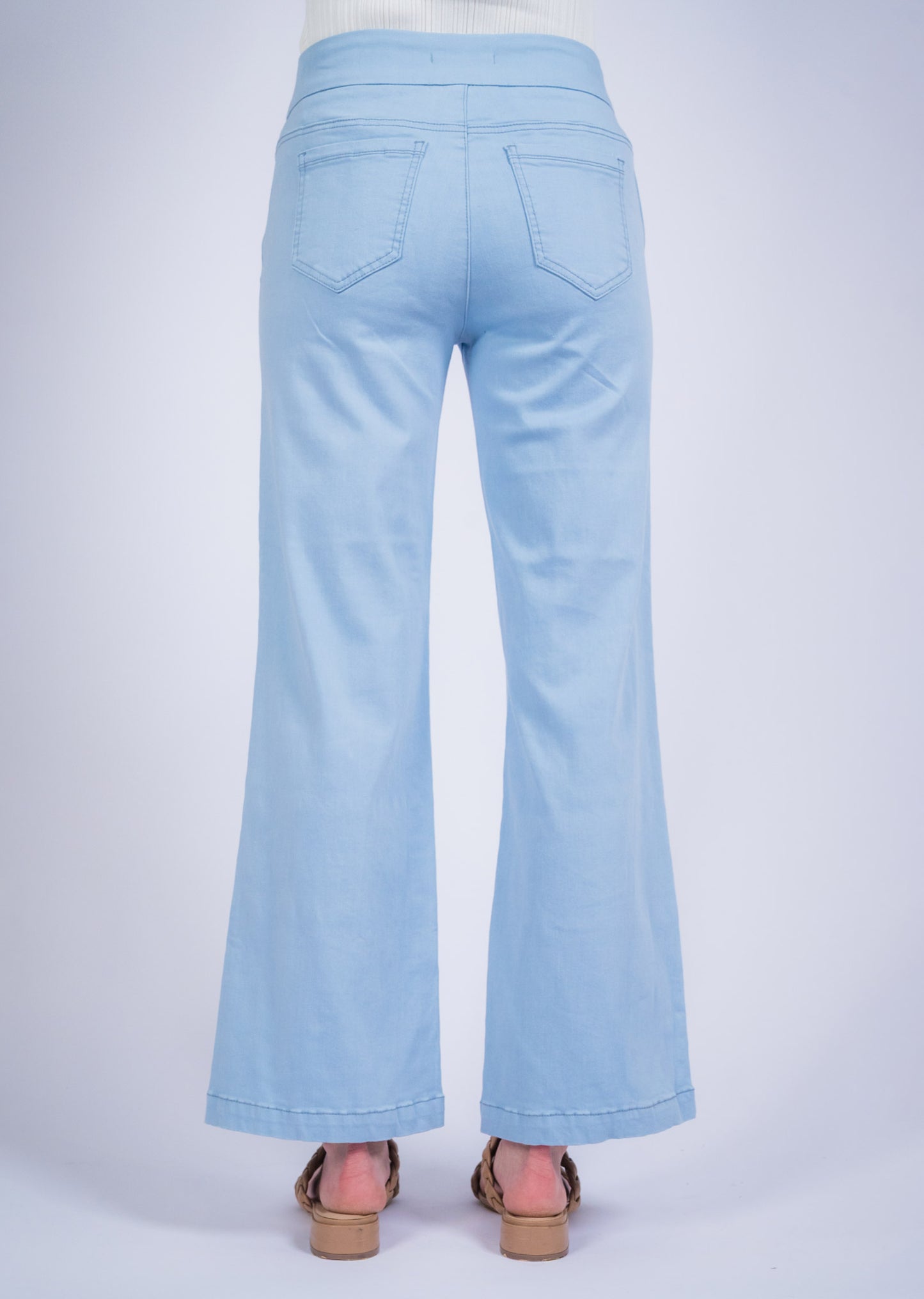 Powder Blue Hampton Twill Wide Leg Trousers from Lisette L Montreal