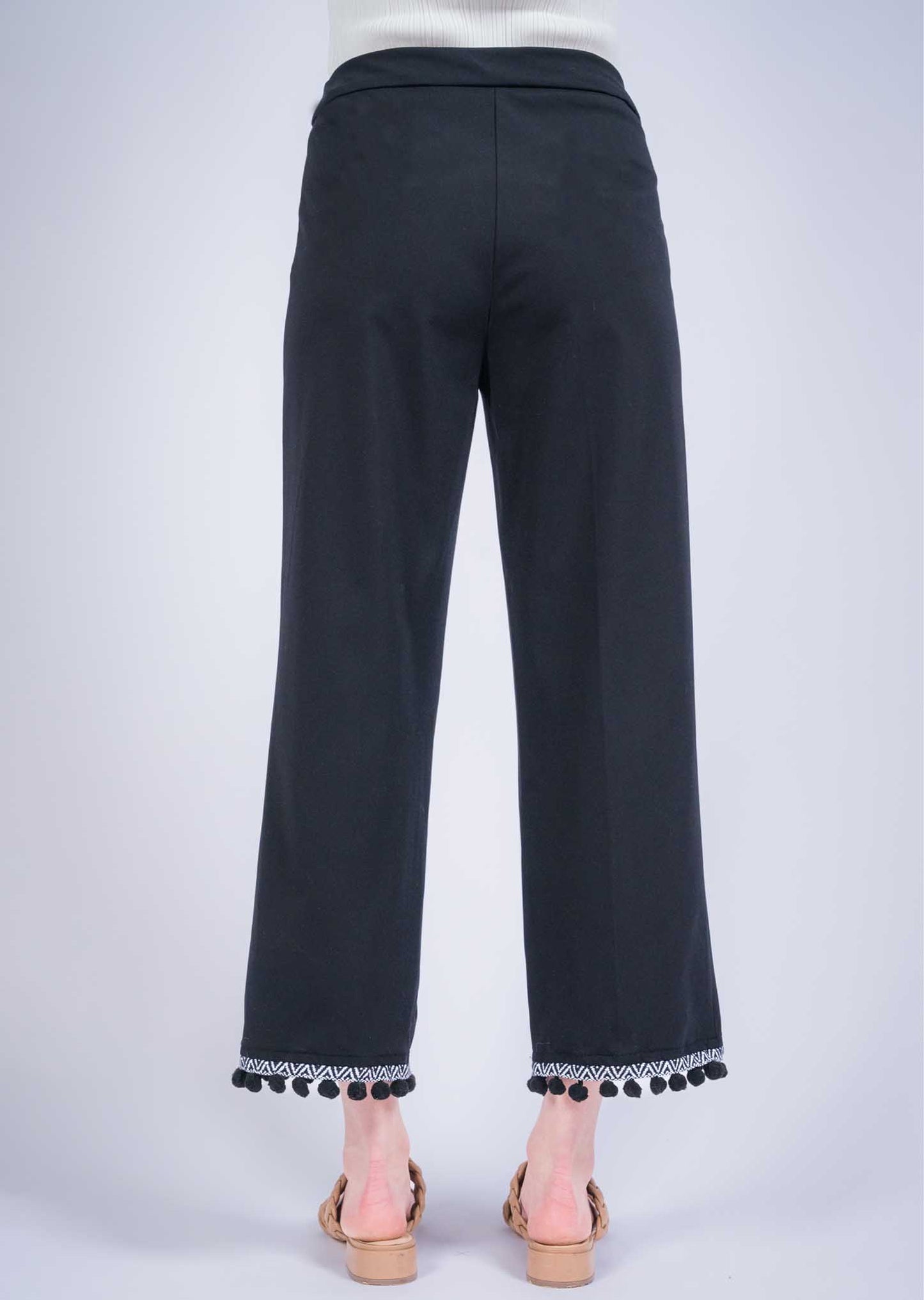 Lisette L Montreal - Kathryne Wide Leg Pant with Pompom Trim