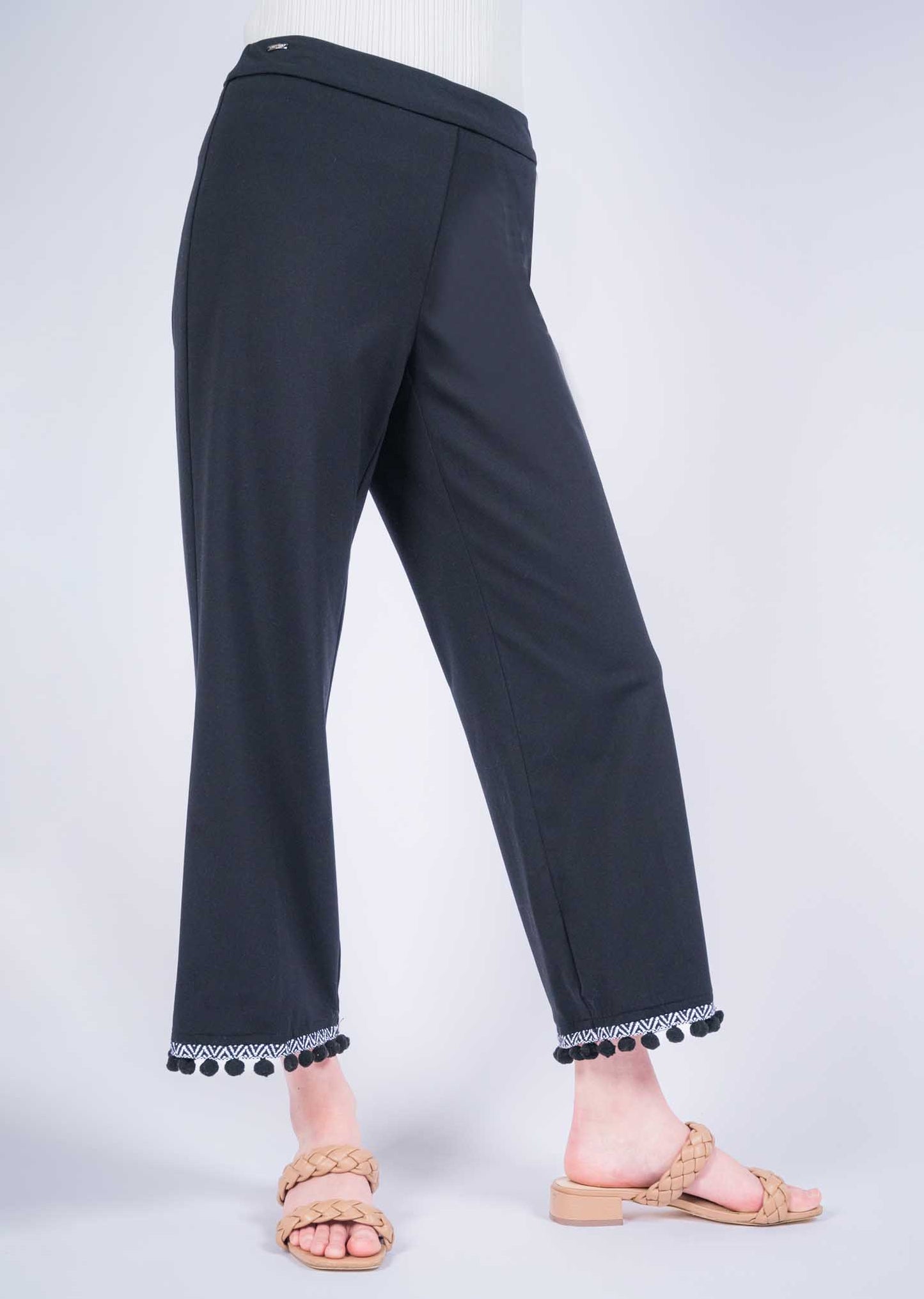 Lisette L Montreal - Kathryne Wide Leg Pant with Pompom Trim