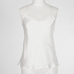 Carmen Kristein Luxury Loungewear - Pearl Silk Lace Cami