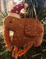 Pashom Christmas kiwi in hat hanging decoration