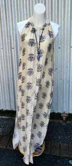 Yerse Barcelona Lotus print Halter neck dress