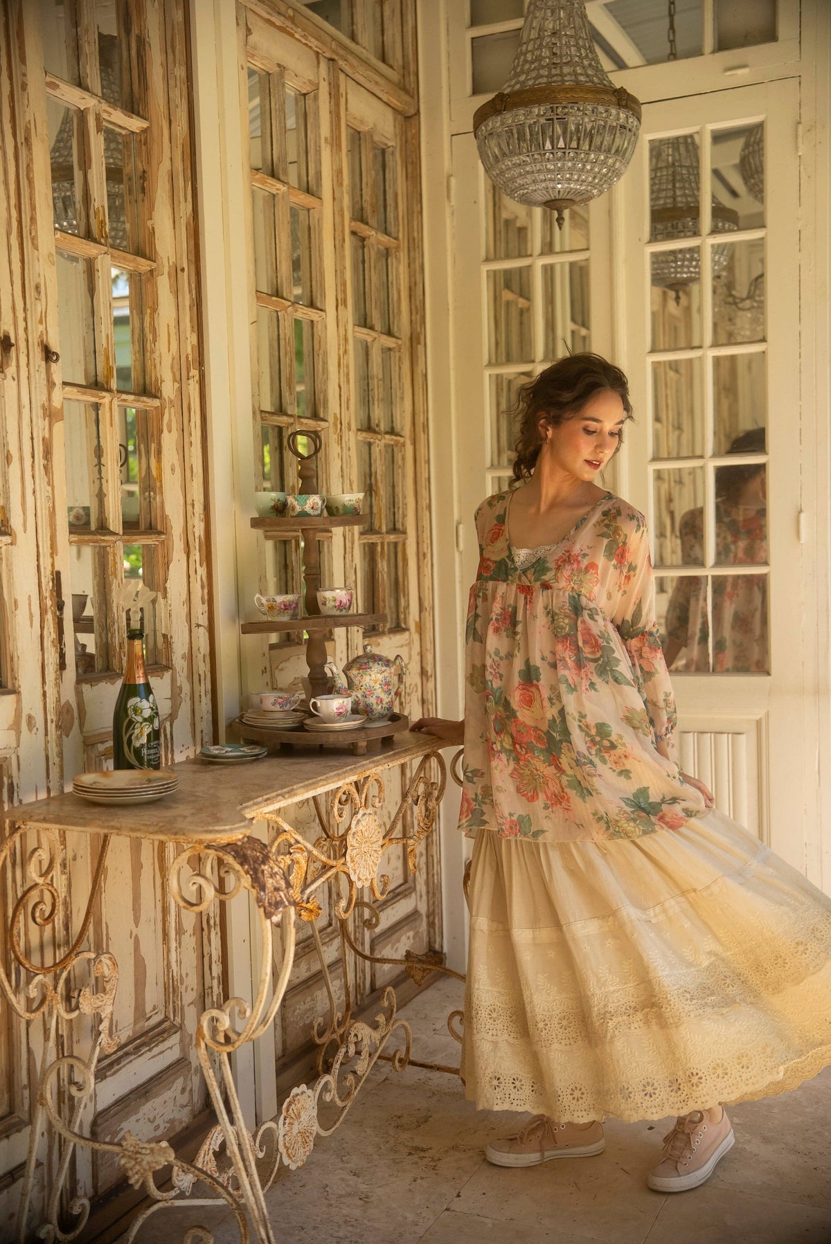 Ariel Chiffon Top - Marigold Rose Print