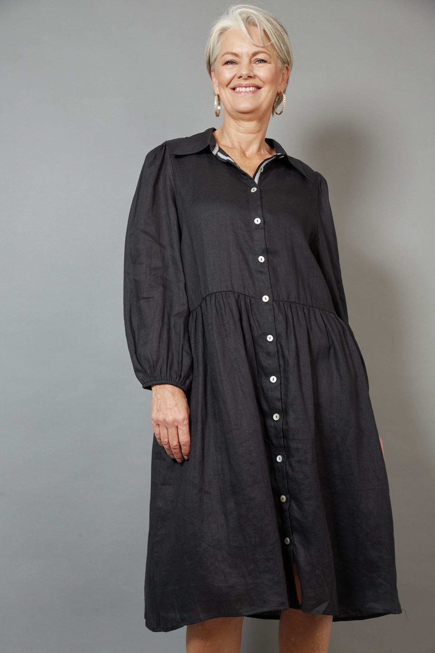 Studio Midi Shirt Dress - Ebony colour
