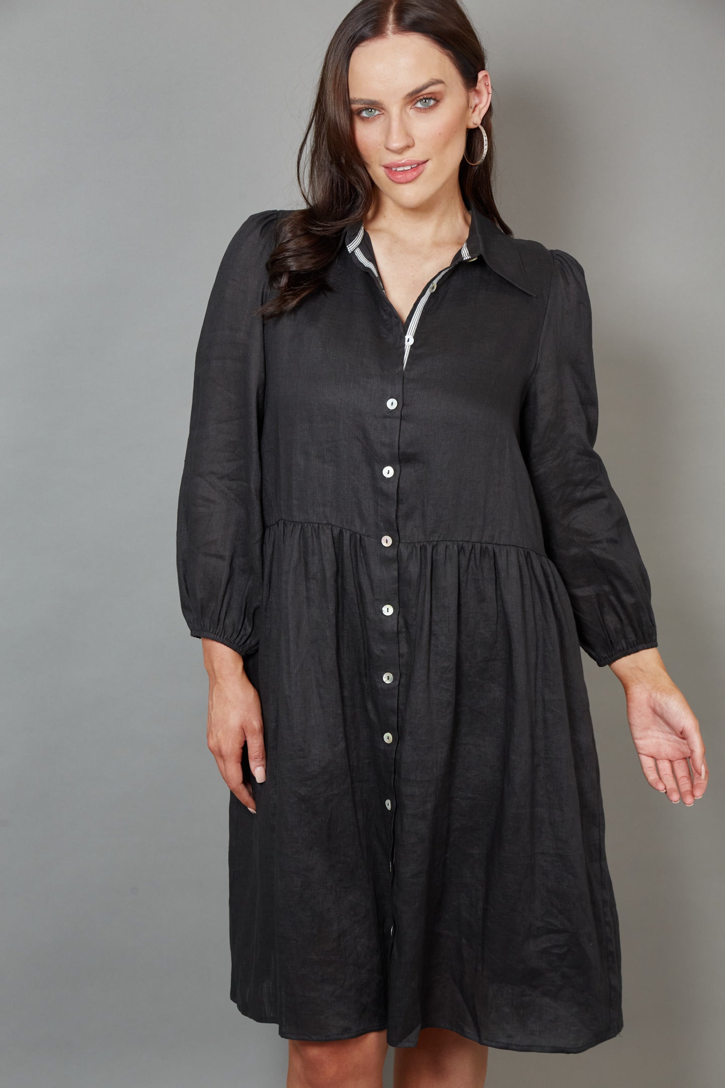Studio Midi Shirt Dress - Ebony colour