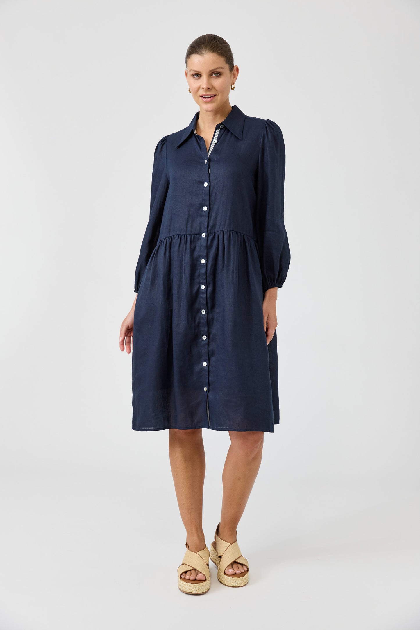 Studio Midi Shirt Dress - Navy colour