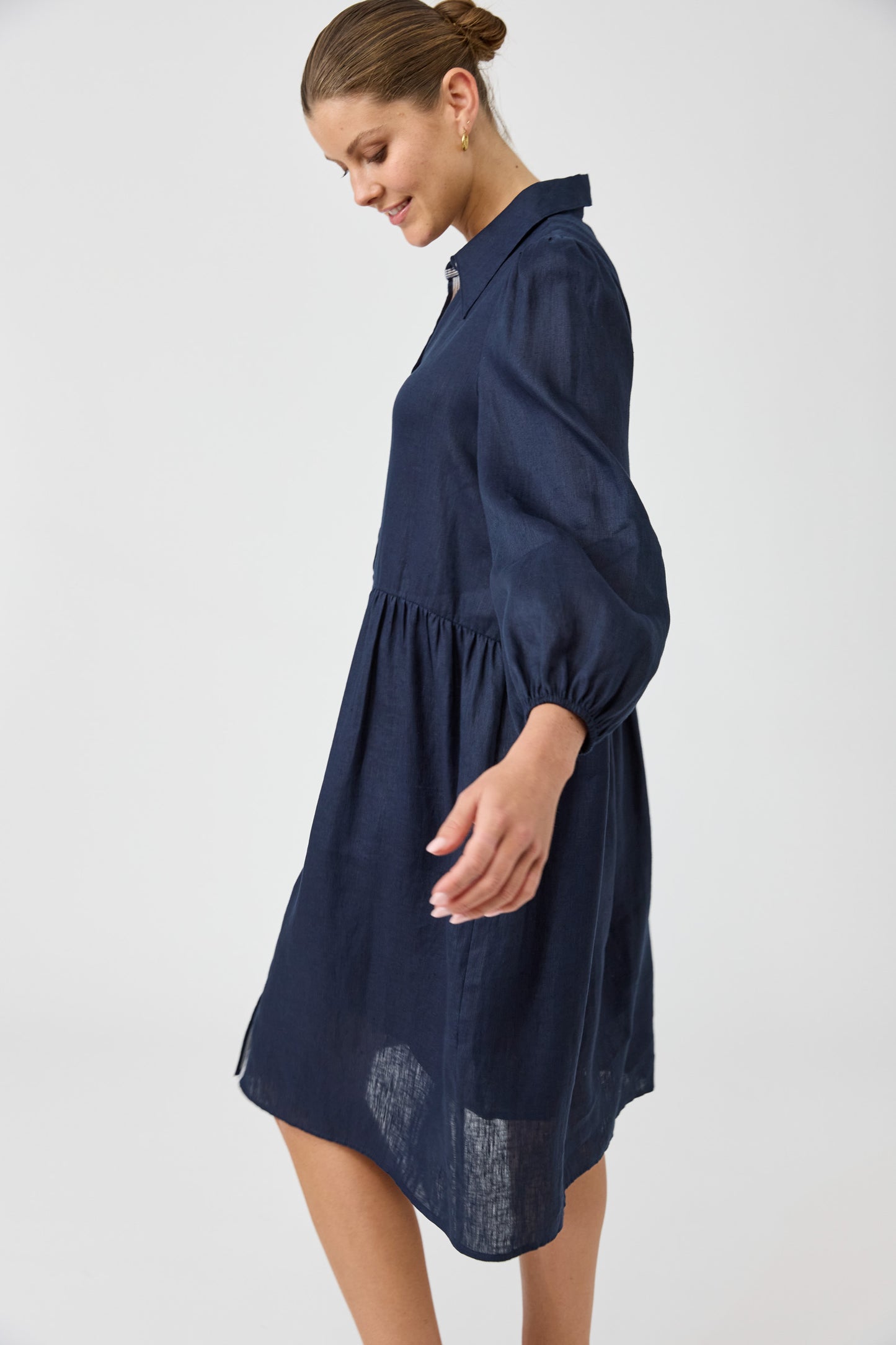 Studio Midi Shirt Dress - Navy colour