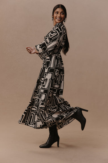 Elsie Maxi Dress - Geo print