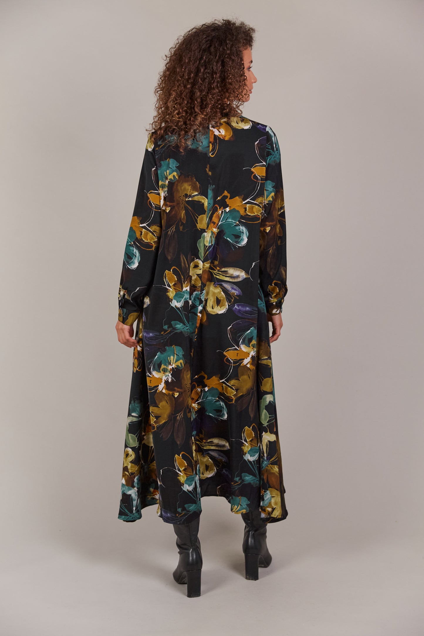 Elsie Shirt Dress - Botanical Black