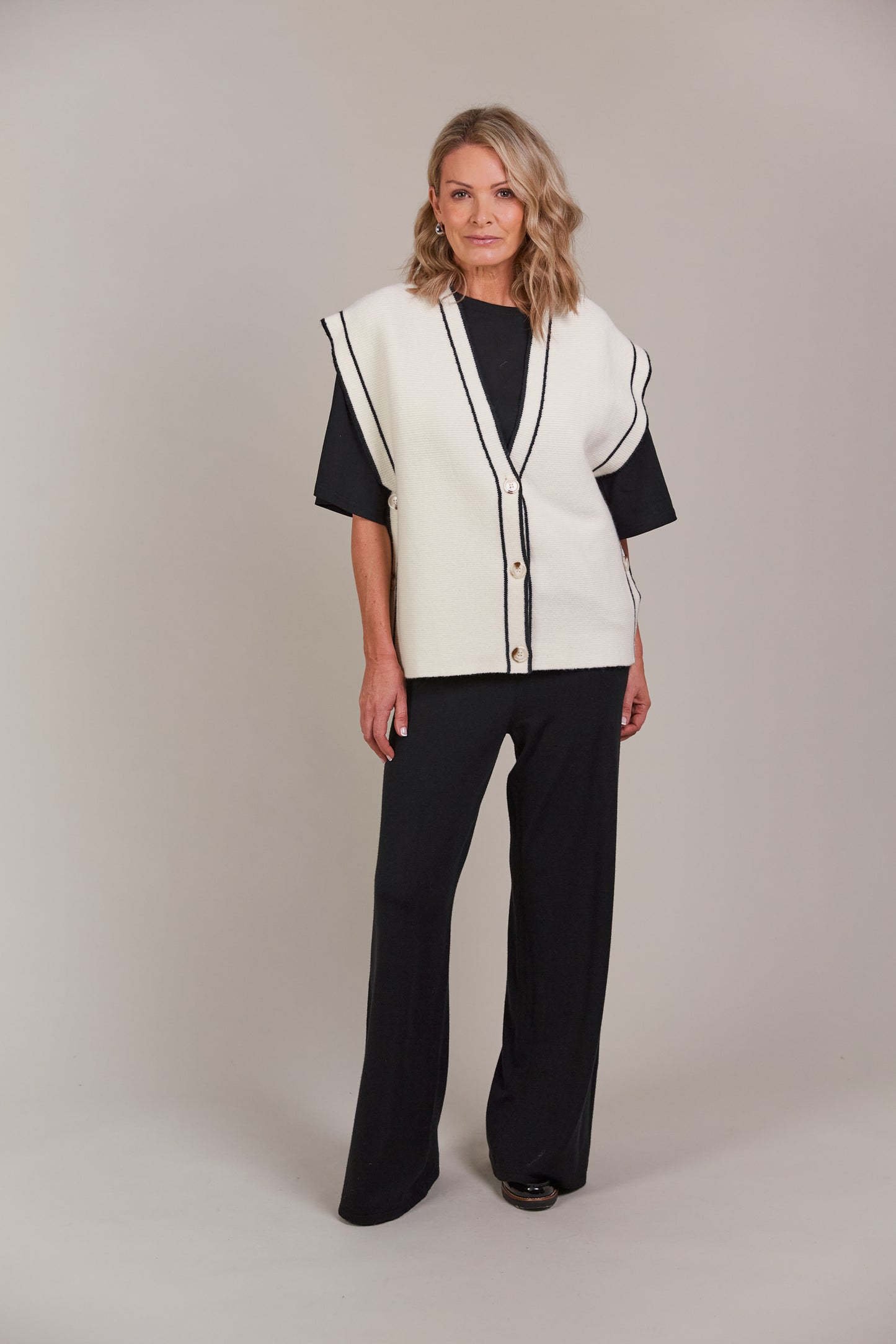 Avino Knit Vest- Ecru