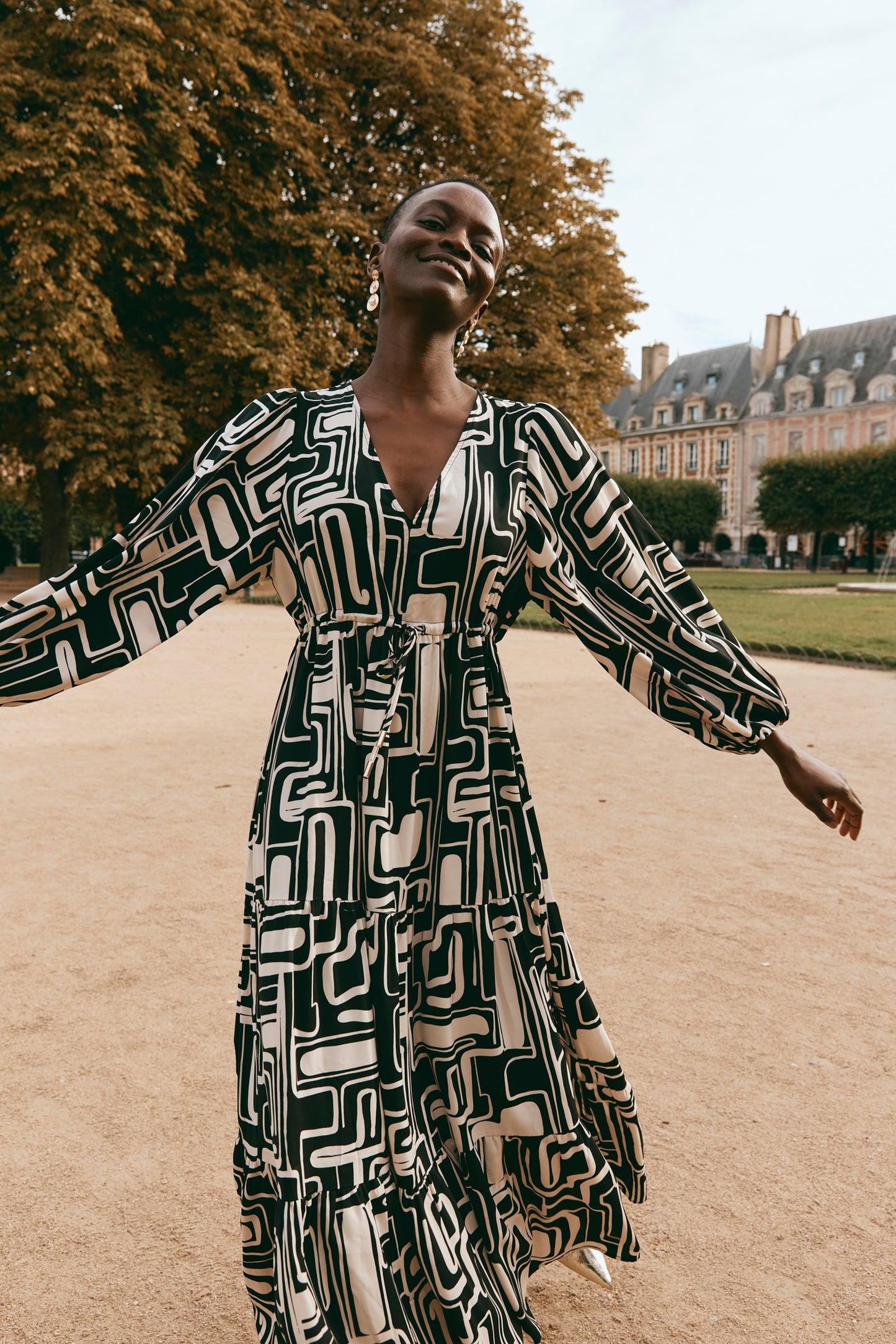Elsie Maxi Dress - Geo print