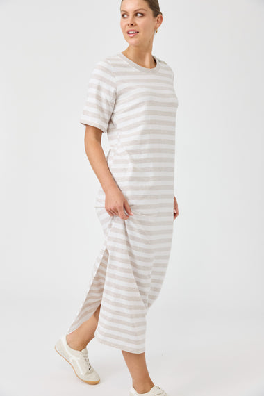 Studio Stripe T-shirt Dress - Stone
