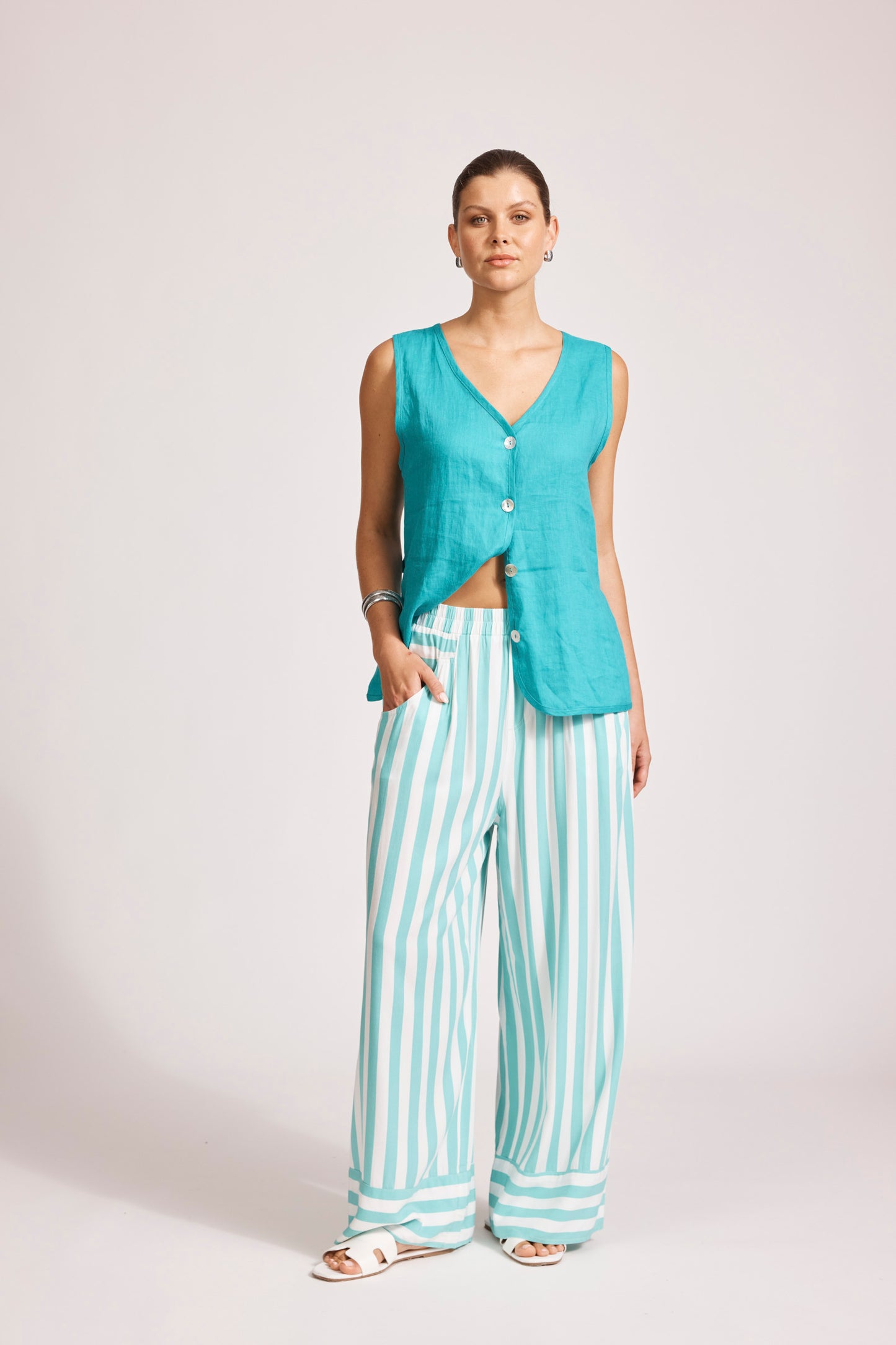 Treville Stripe Pant - Aqua