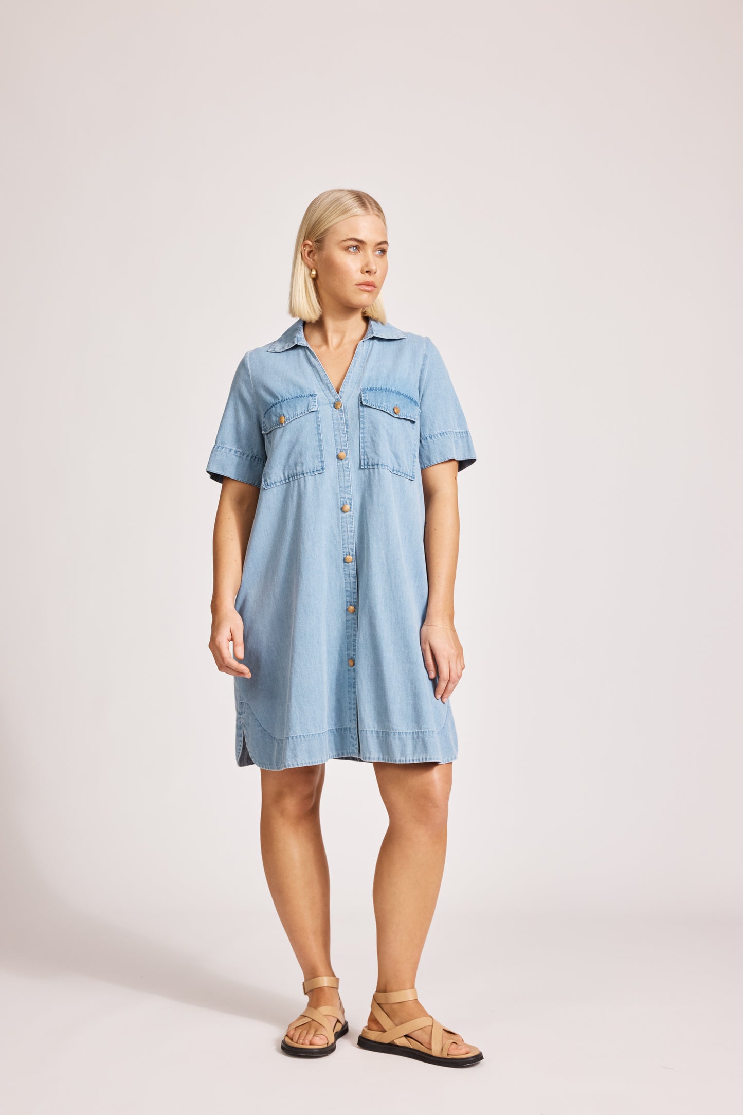Melenia Denim Shirt Dress - Denim