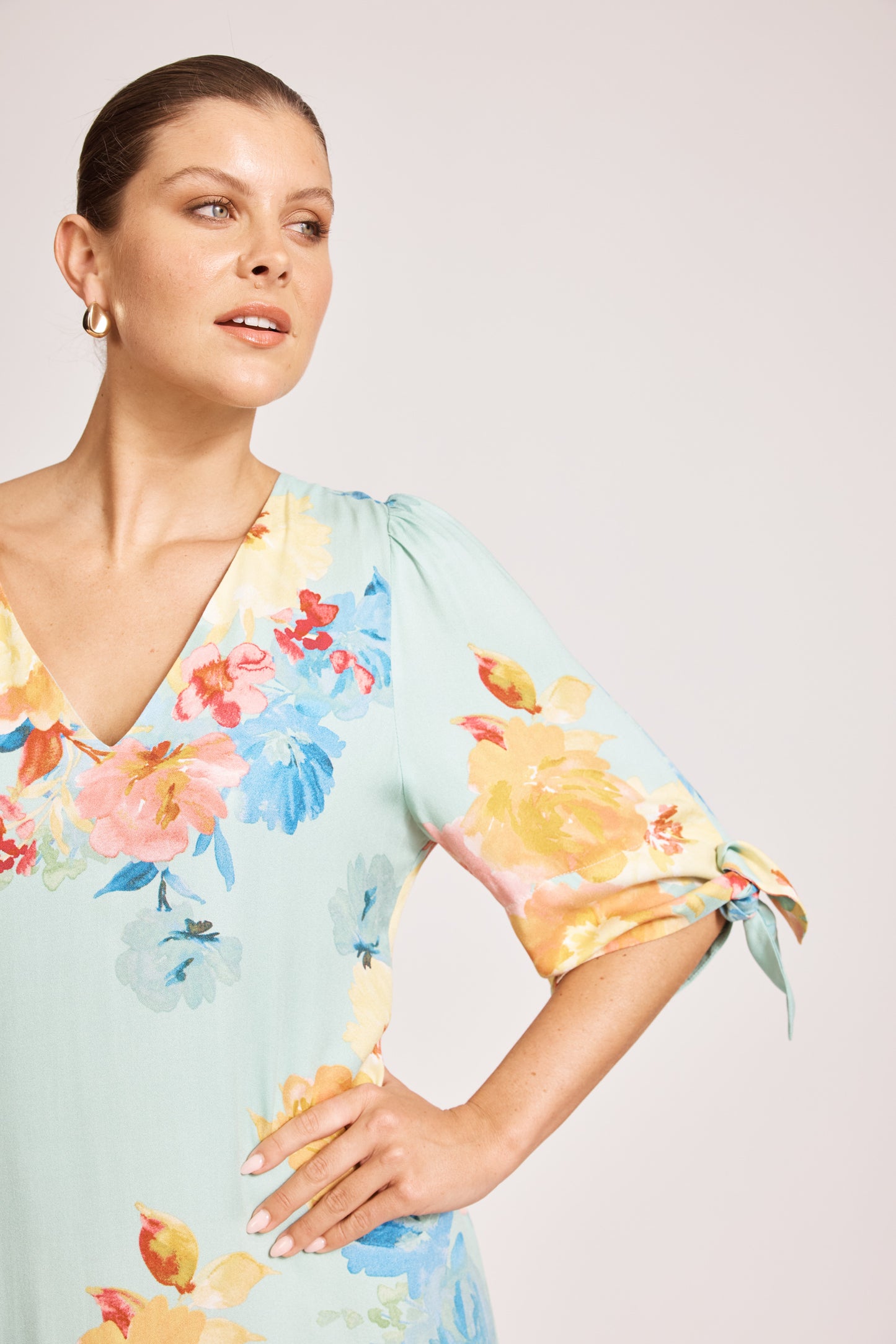 Parisio Tie Maxi Dress - Mint Bloom