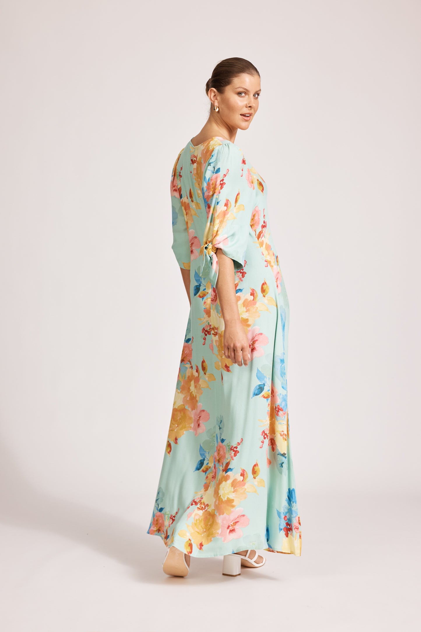 Parisio Tie Maxi Dress - Mint Bloom