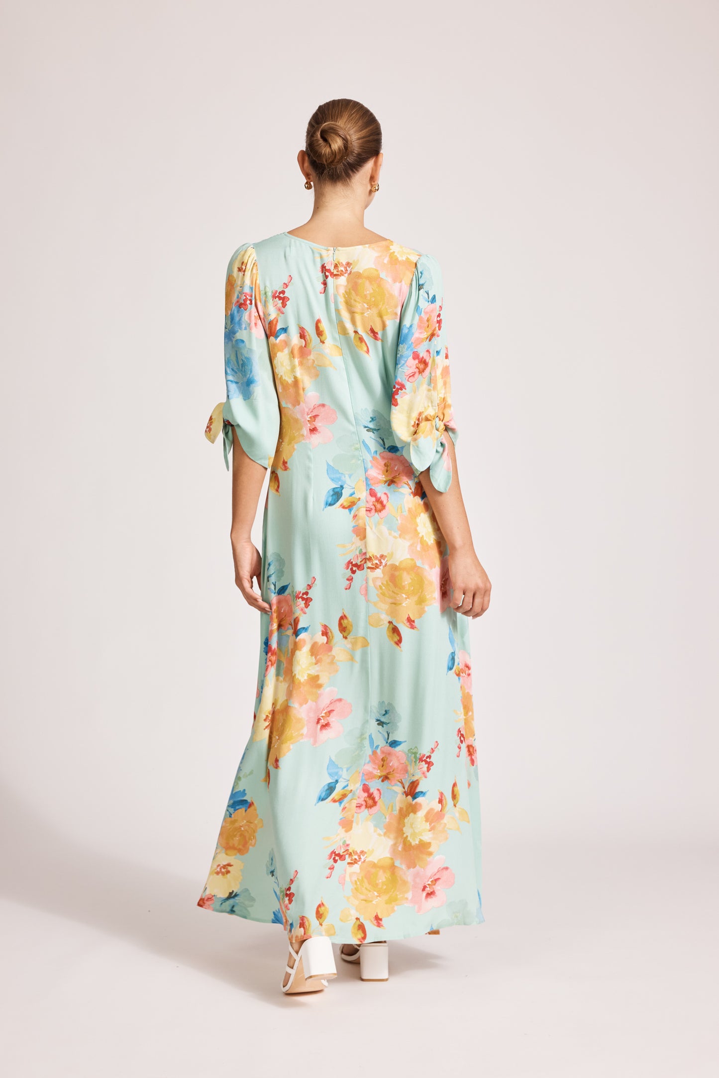 Parisio Tie Maxi Dress - Mint Bloom