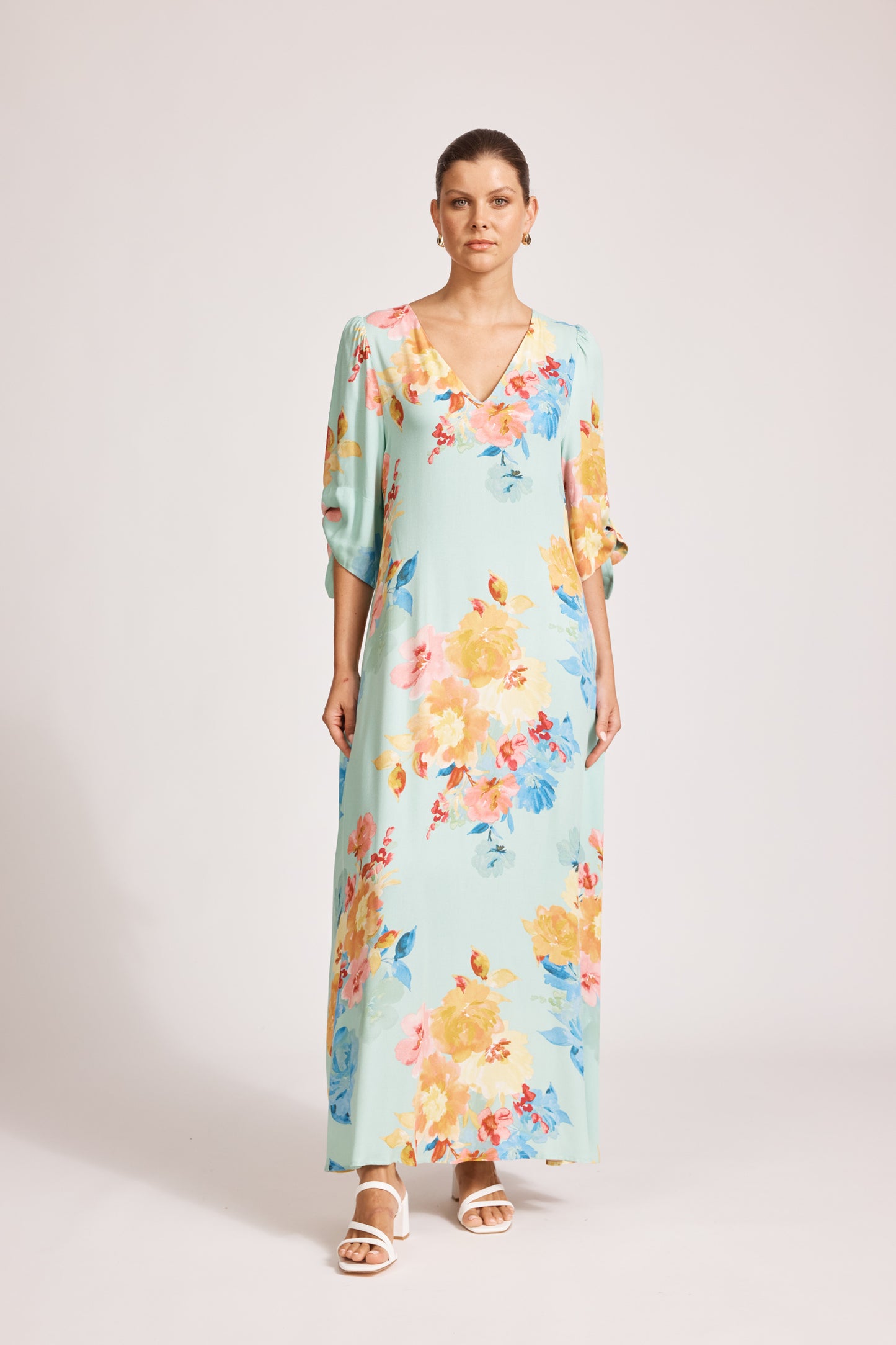 Parisio Tie Maxi Dress - Mint Bloom