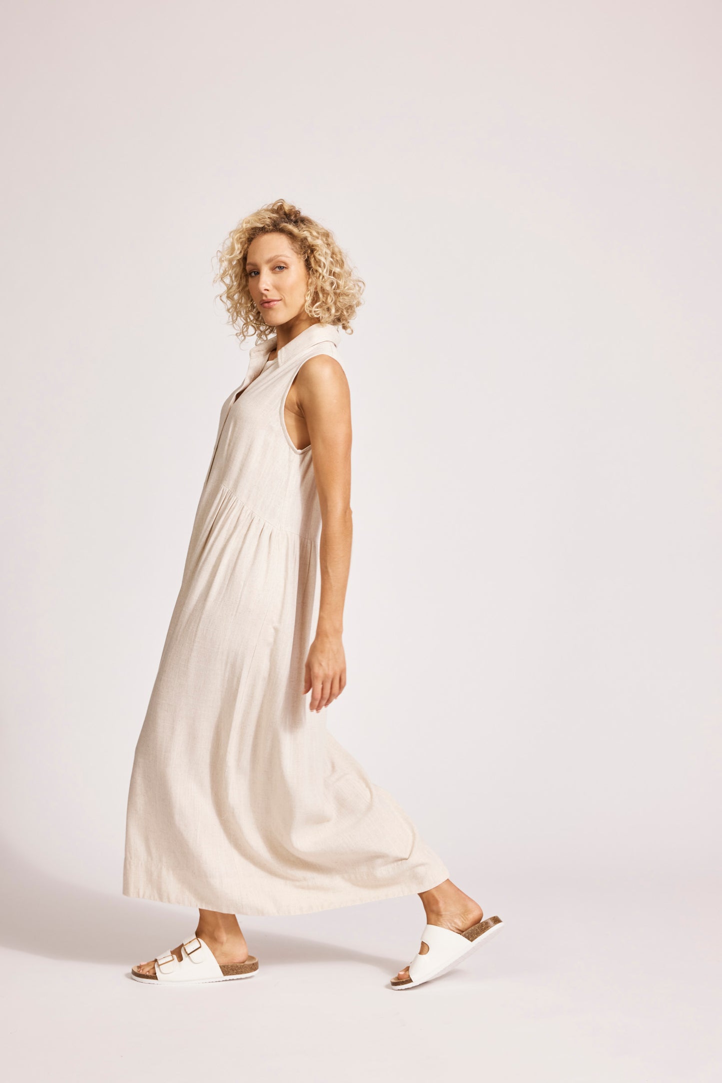 Alesia Sleeveless Shirt Dress - Tusk