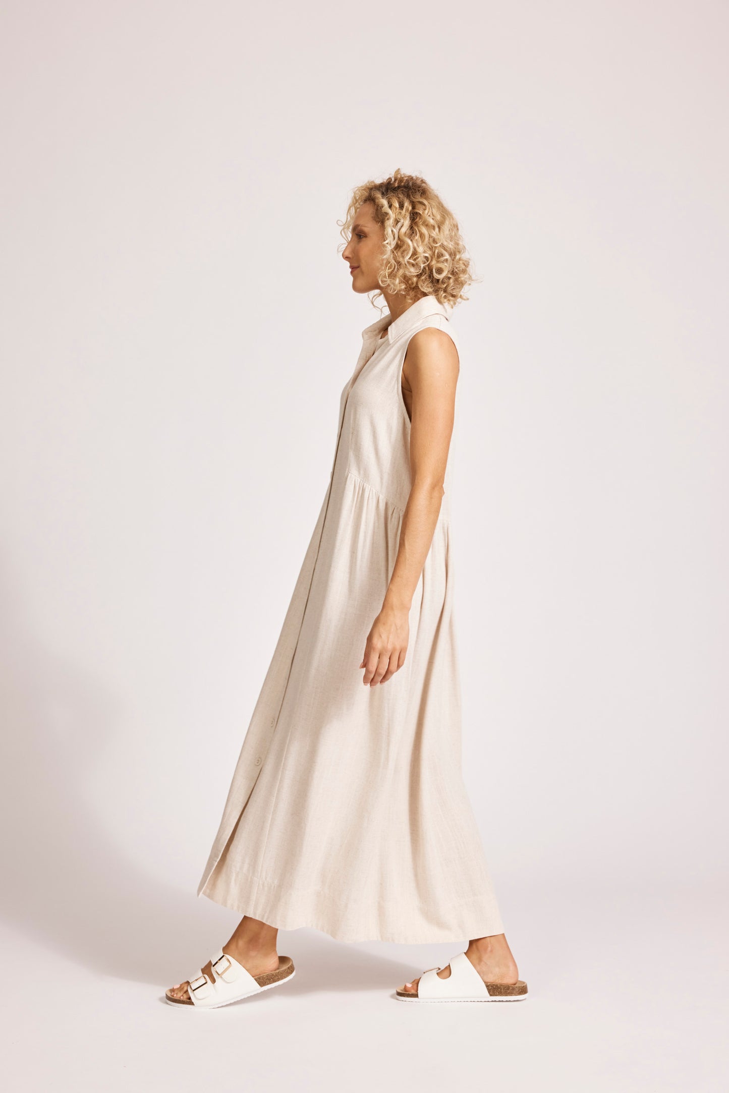 Alesia Sleeveless Shirt Dress - Tusk