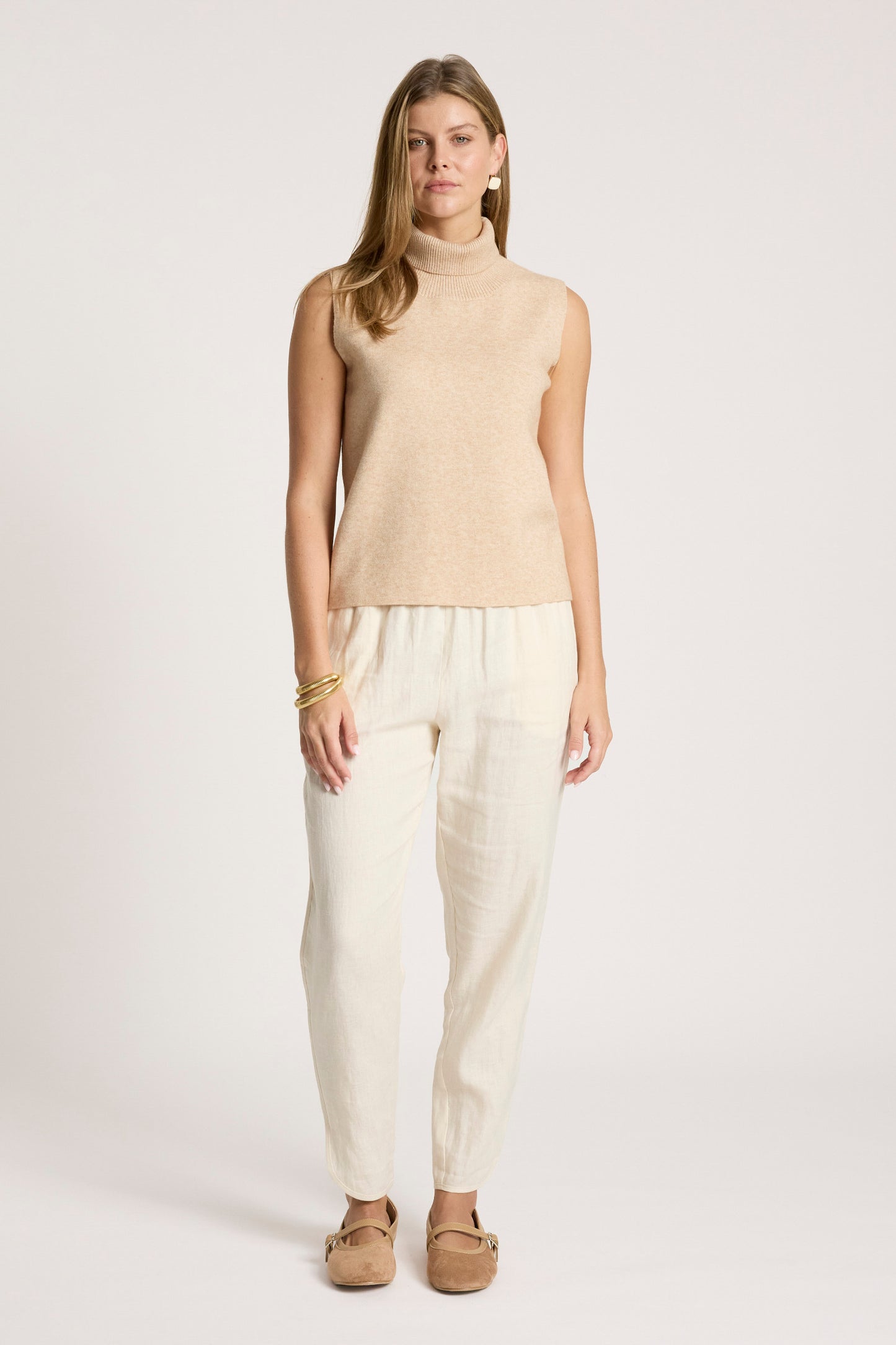 Zala Knit Vest from Eb+Ive - Bisque colour