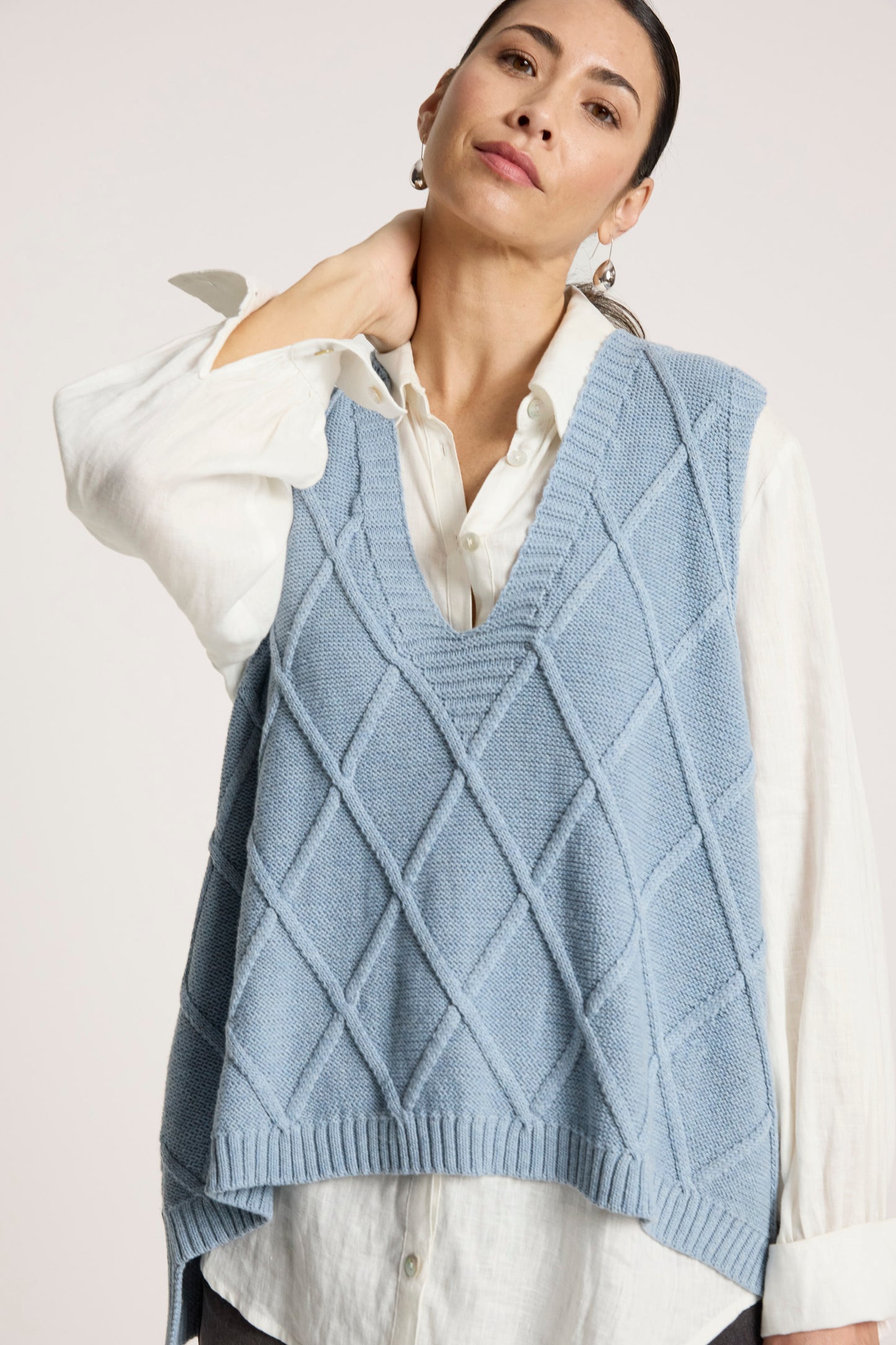 Liora Knit Vest from Eb+Ive - Lake colour