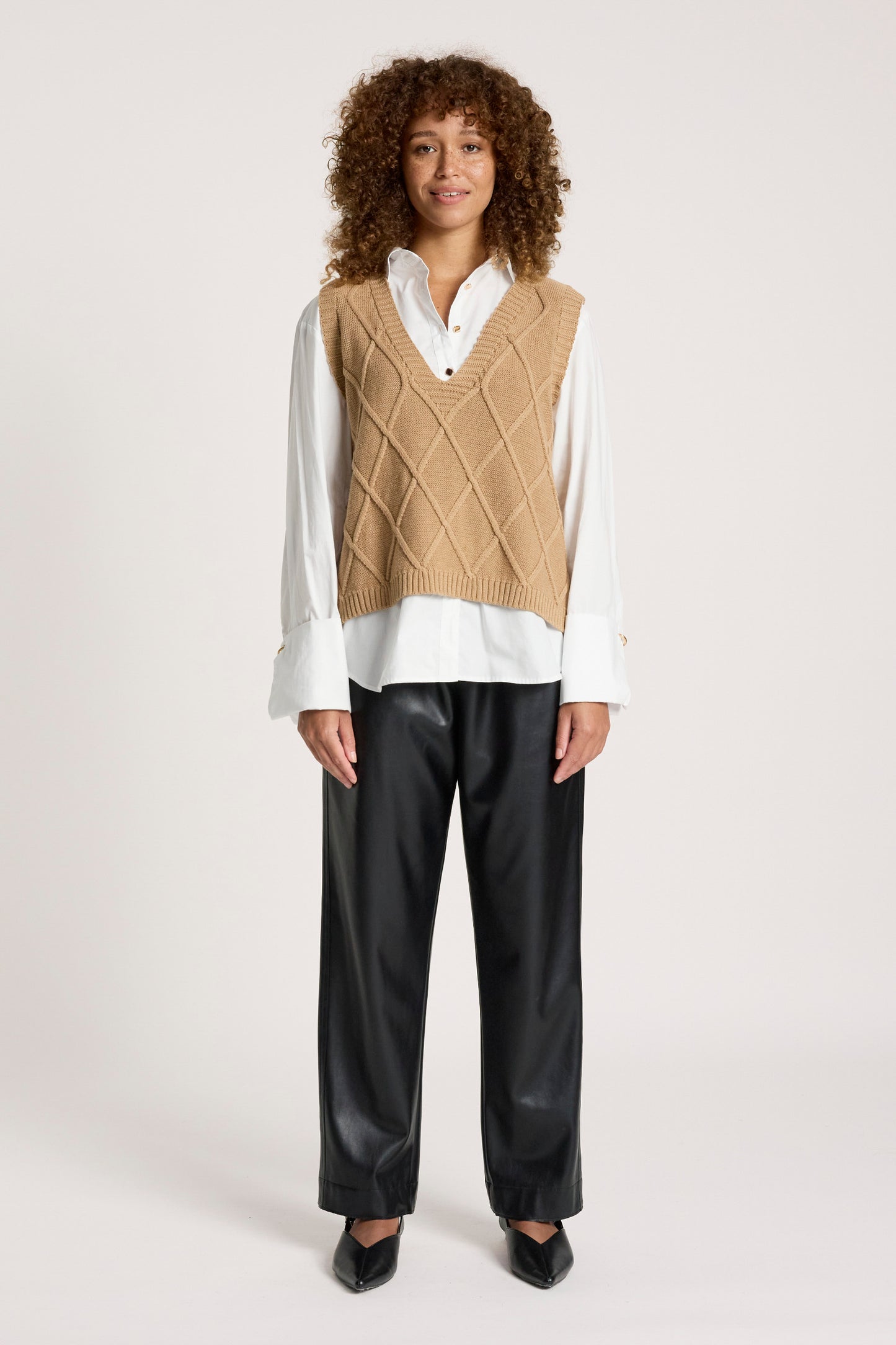 Liora Knit Vest from Eb+Ive - Mocha colour