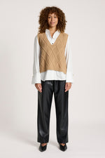 Liora Knit Vest from Eb+Ive - Mocha colour