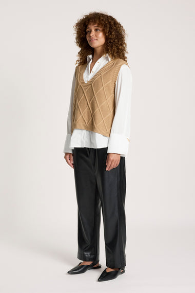 Liora Knit Vest from Eb+Ive - Mocha colour