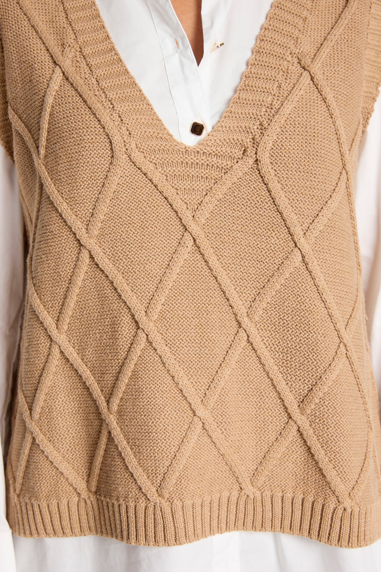 Liora Knit Vest from Eb+Ive - Mocha colour