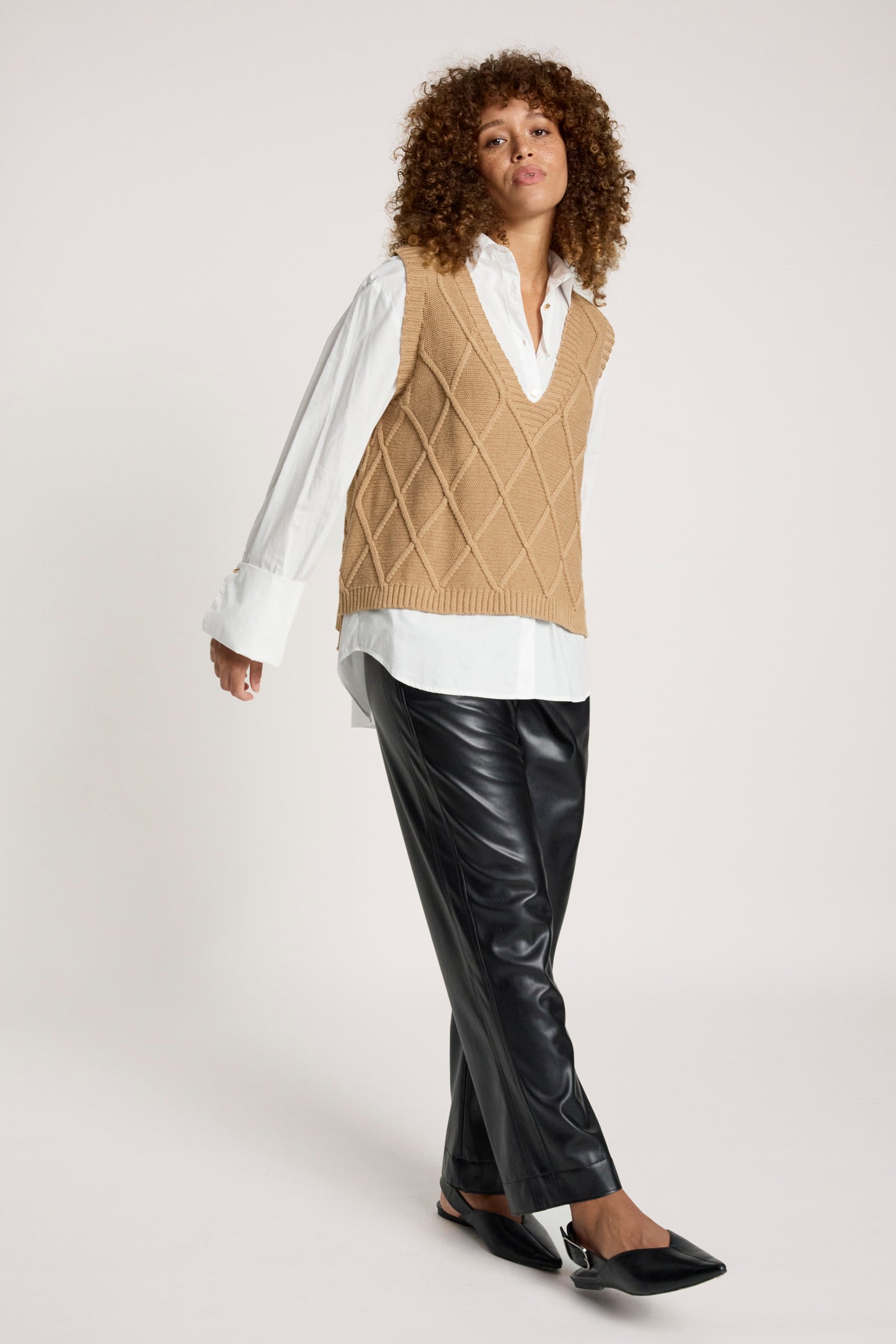 Liora Knit Vest from Eb+Ive - Mocha colour