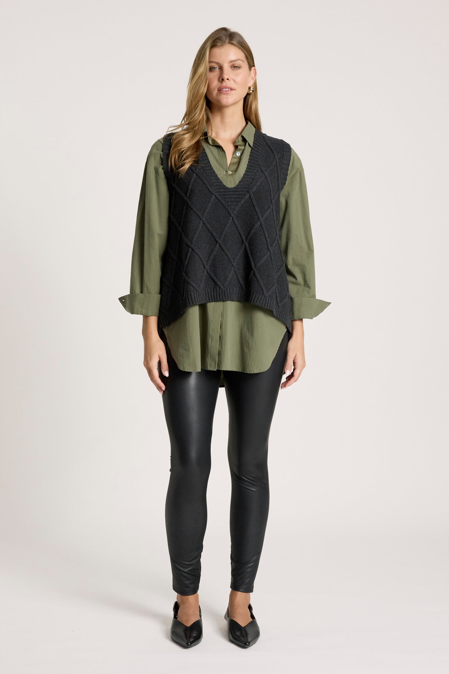 Liora Knit Vest from Eb+Ive - Charcoal colour