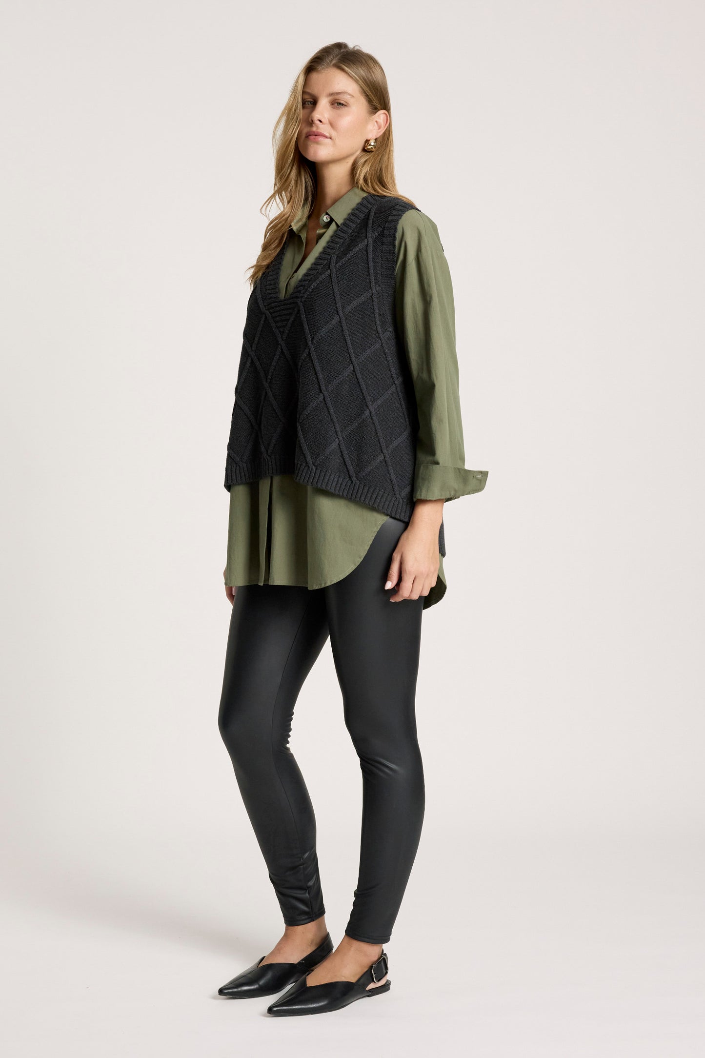 Liora Knit Vest from Eb+Ive - Charcoal colour