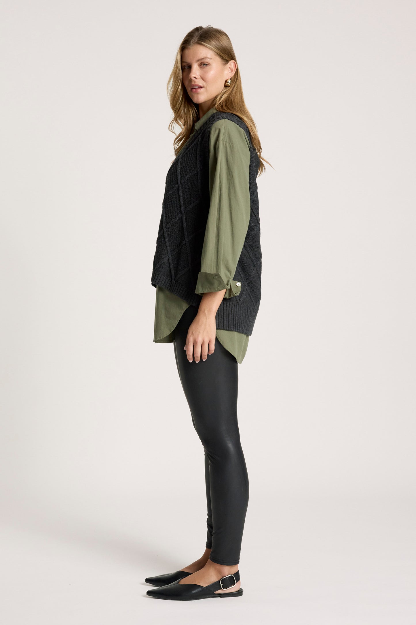 Liora Knit Vest from Eb+Ive - Charcoal colour