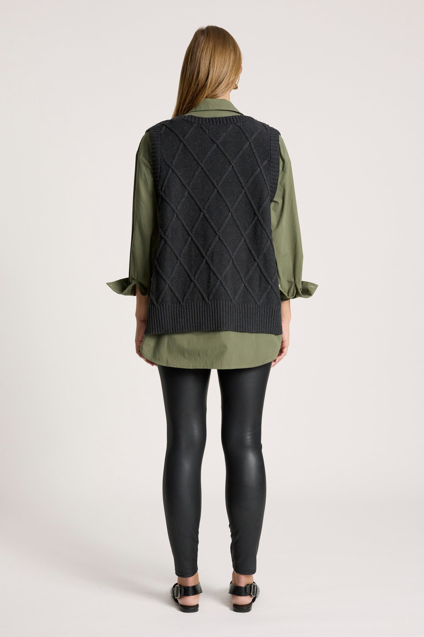 Liora Knit Vest from Eb+Ive - Charcoal colour