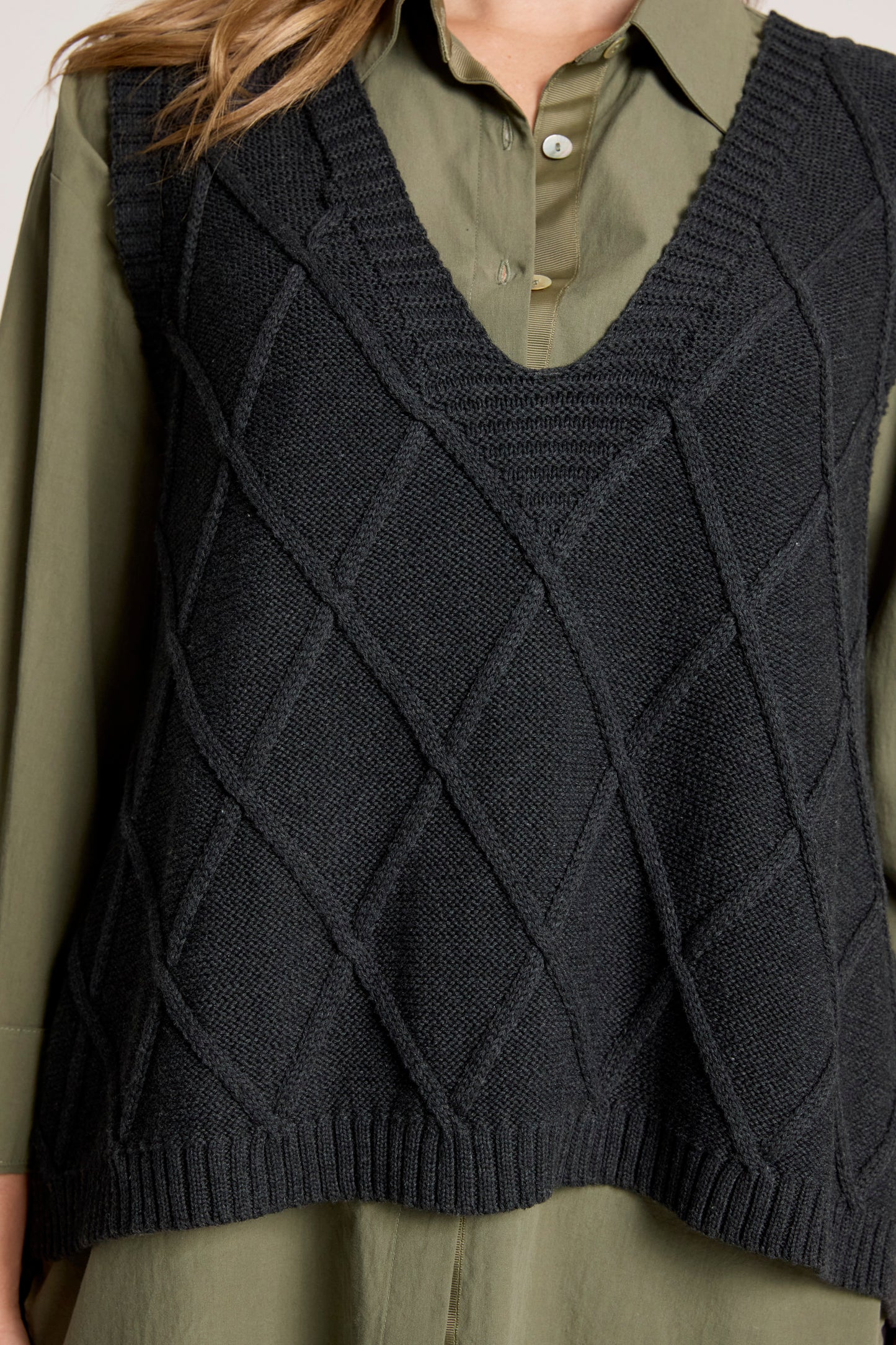 Liora Knit Vest from Eb+Ive - Charcoal colour