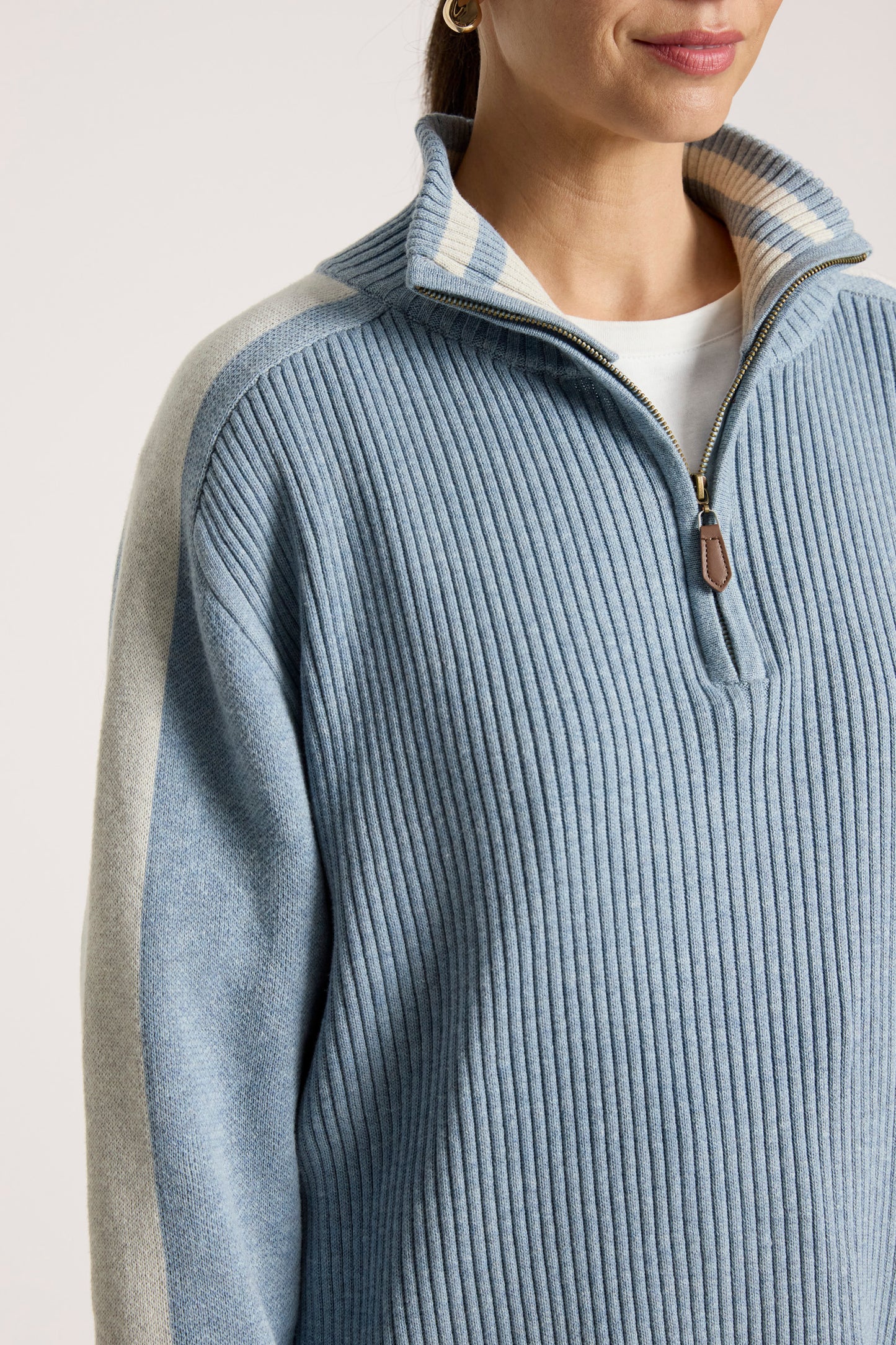 Liora Zip Jumper from Eb+Ive - Lake/Bisque colour