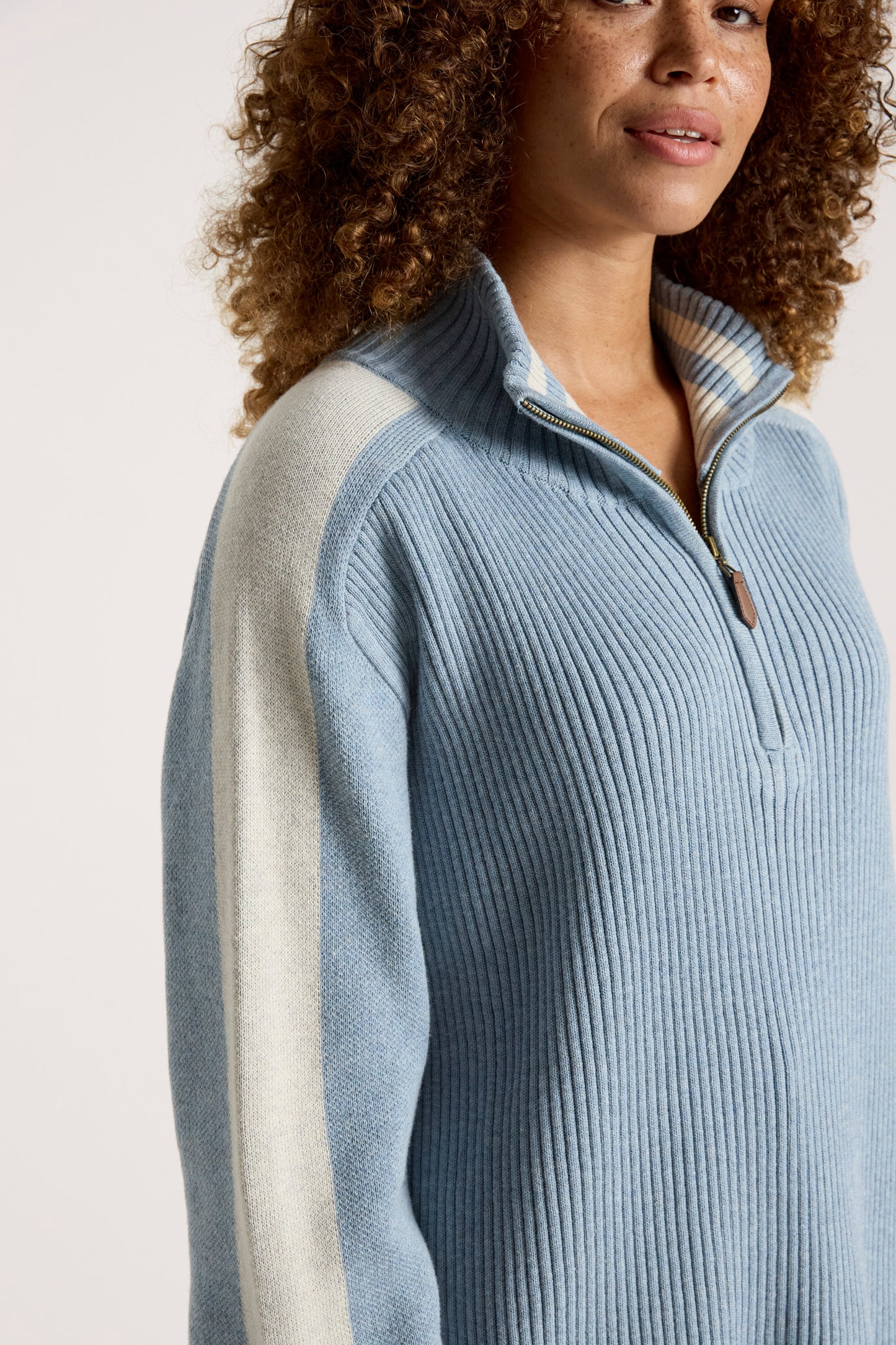 Liora Zip Jumper from Eb+Ive - Lake/Bisque colour