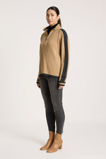 Liora Zip Jumper from Eb+Ive - Mocha/Charcoal colour
