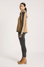 Liora Zip Jumper from Eb+Ive - Mocha/Charcoal colour