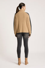 Liora Zip Jumper from Eb+Ive - Mocha/Charcoal colour