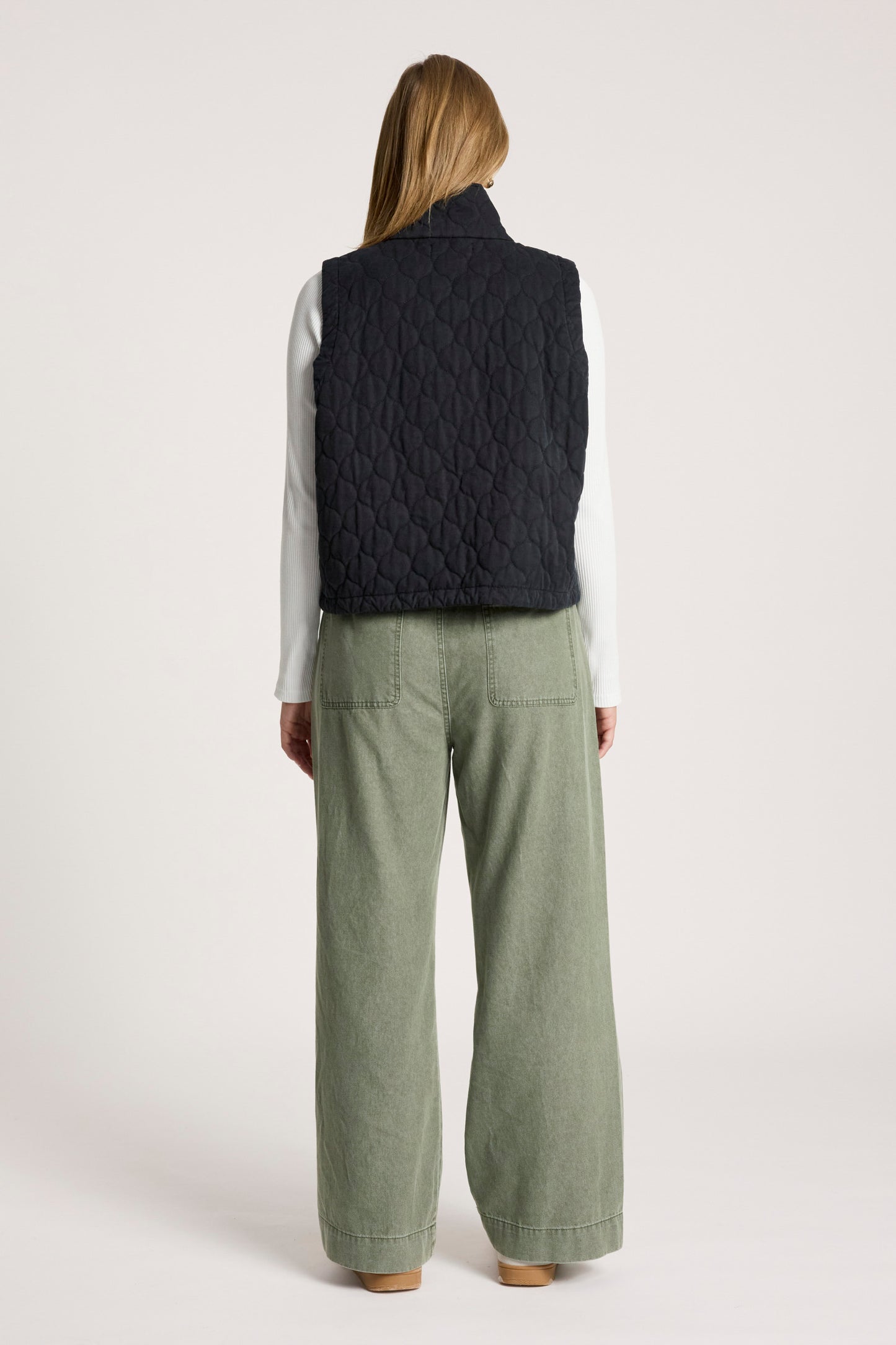 Sansi Quilted Crop Vest from Eb+Ive - Black colour