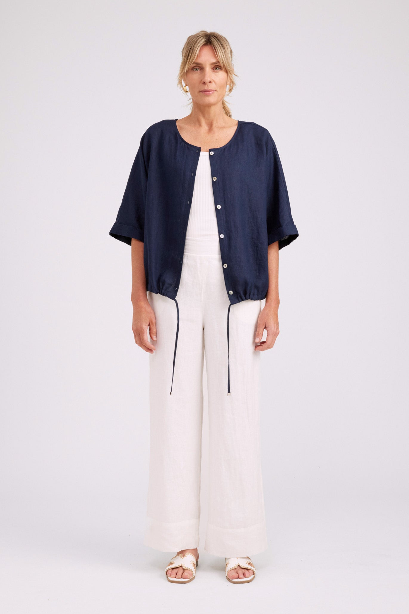 Studio Button Jacket/Top - Navy